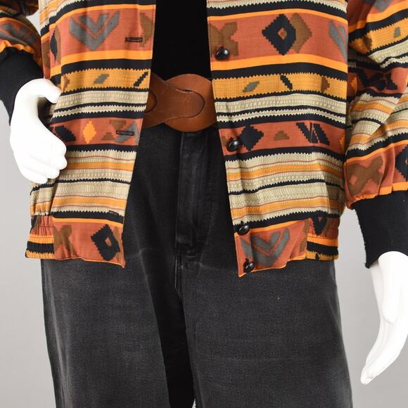 Vintage Lightweight Bomber Jacket, Southwestern Print, Women's Petite Small - Picture 3 of 12